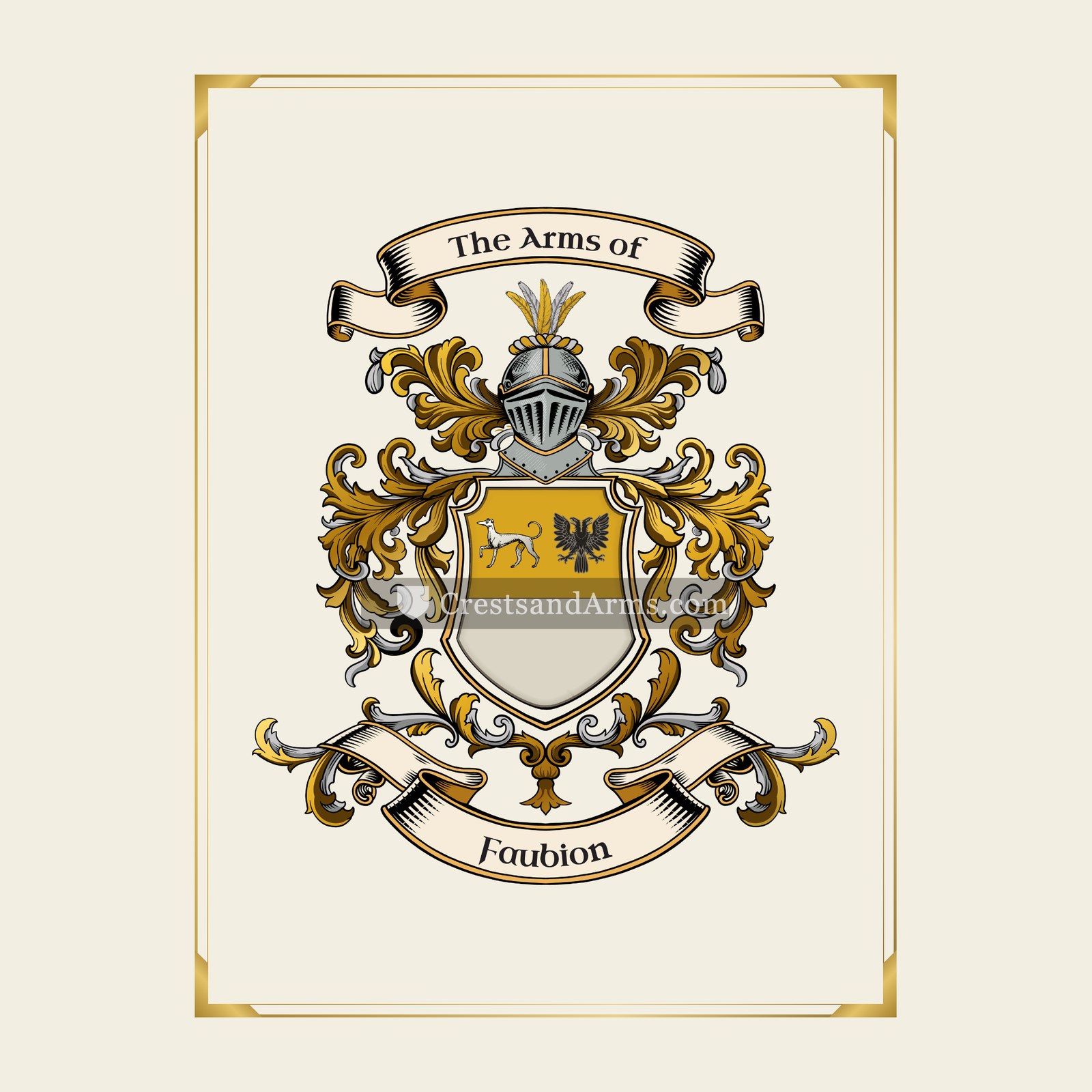 With gold border
