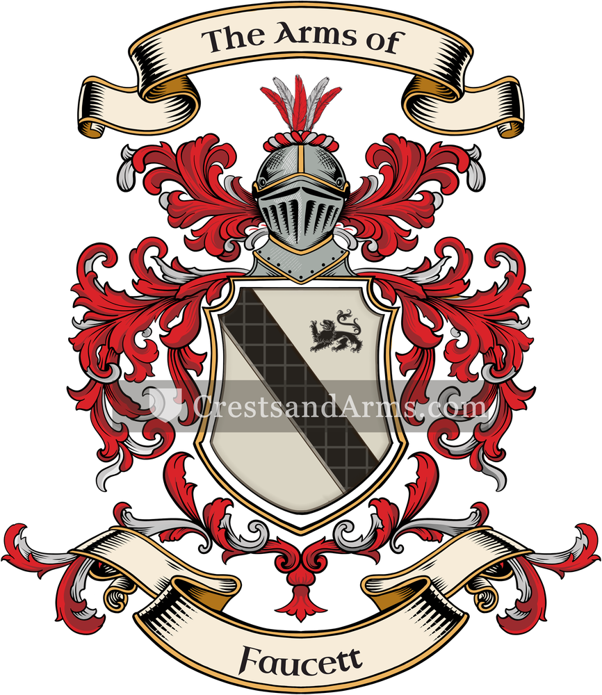 The Faucett coat of arms, drawn from the recorded blazon