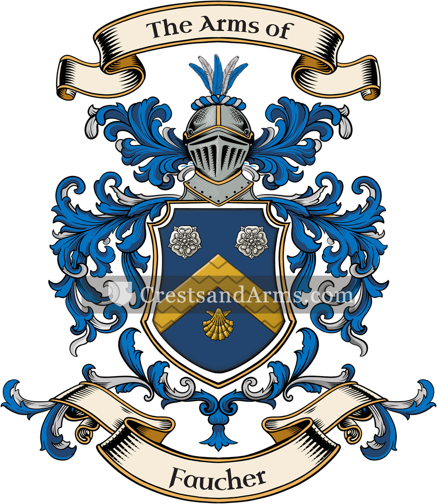 The Faucher coat of arms, drawn from the recorded blazon
