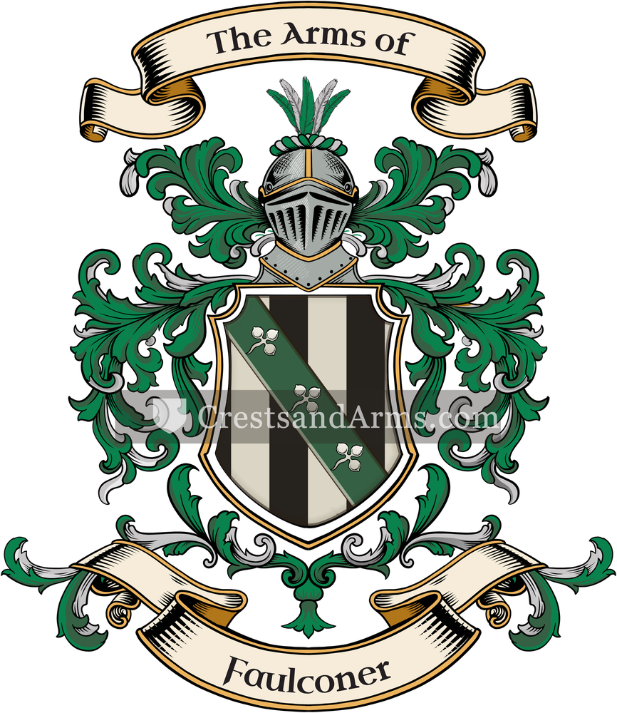 The Faulconer coat of arms, drawn from the recorded blazon