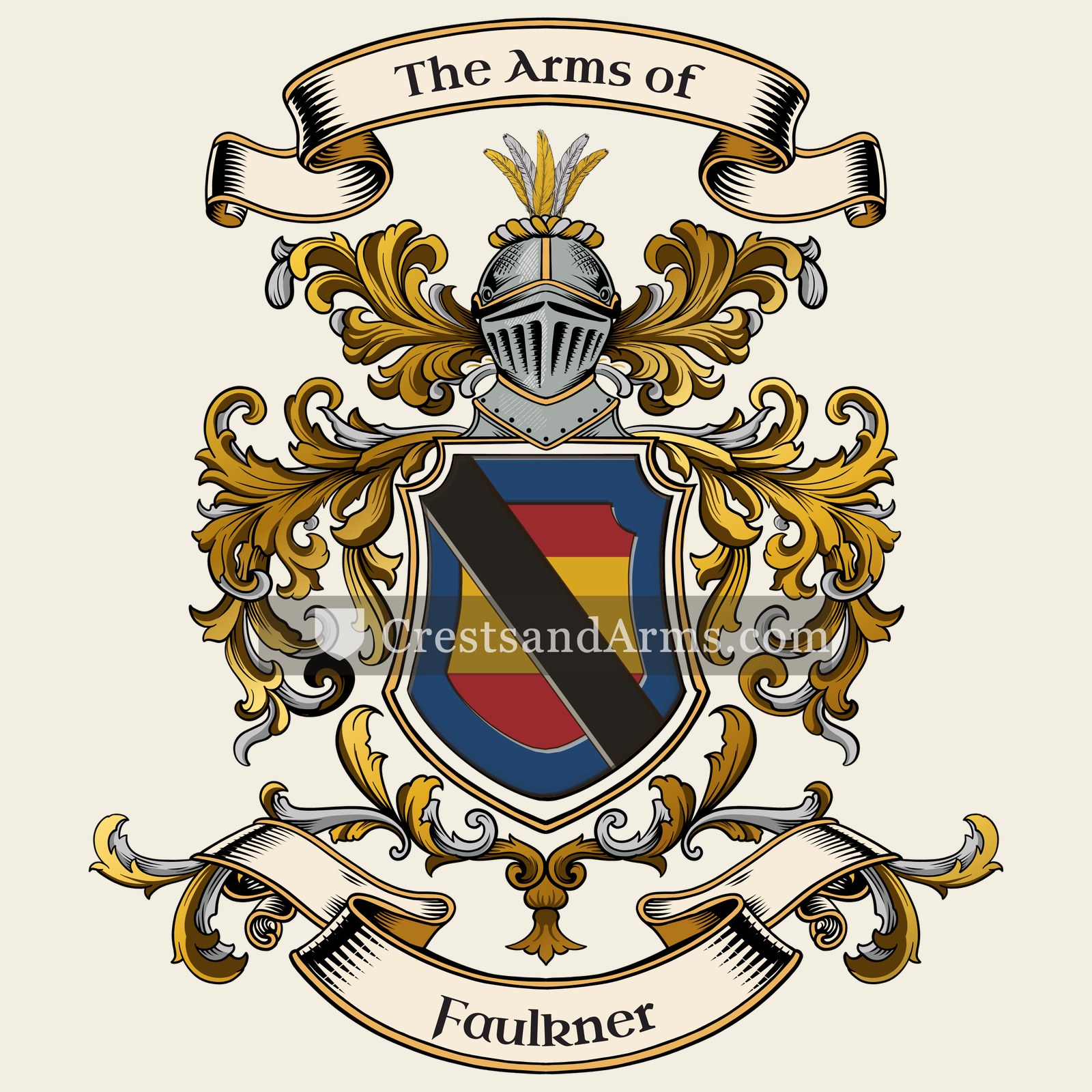 The Faulkner coat of arms, drawn from the recorded blazon