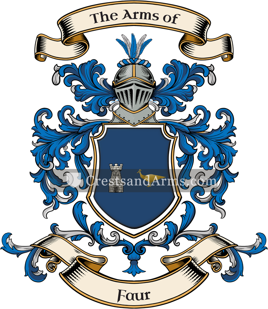 The Faur coat of arms, drawn from the recorded blazon