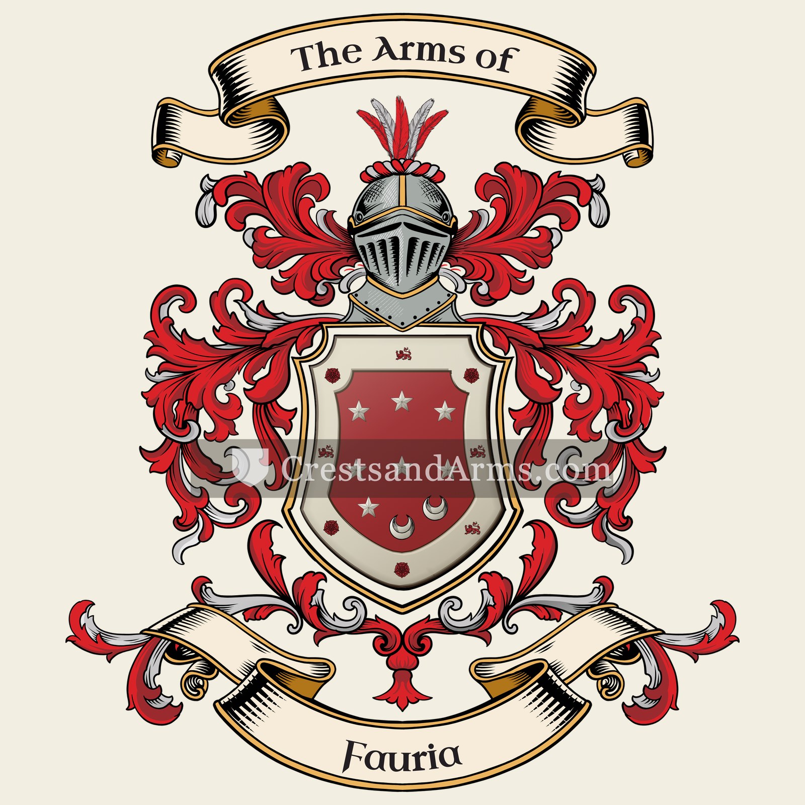 The Fauria coat of arms, drawn from the recorded blazon
