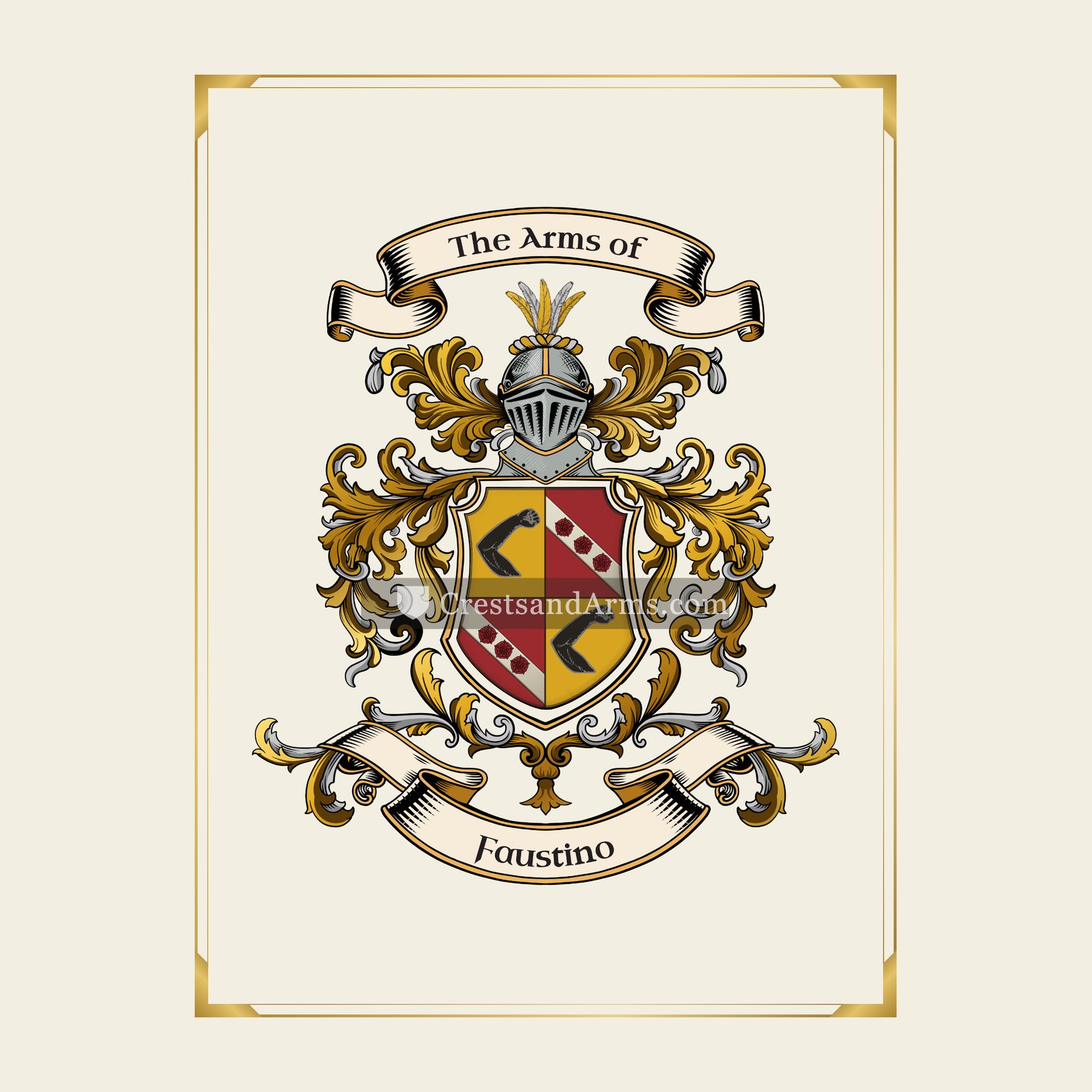 With gold border