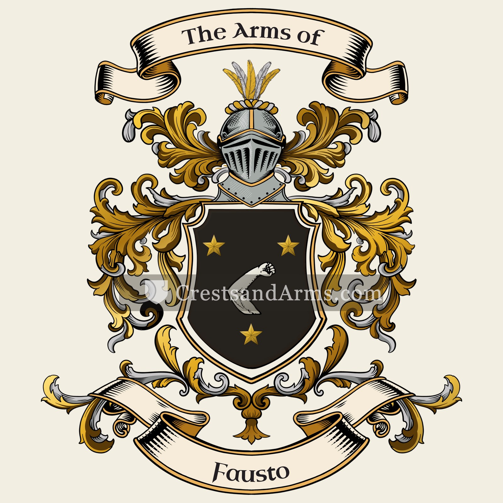 The Fausto coat of arms, drawn from the recorded blazon