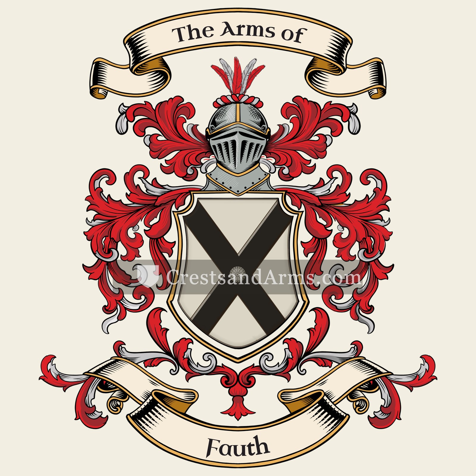 The Fauth coat of arms, drawn from the recorded blazon