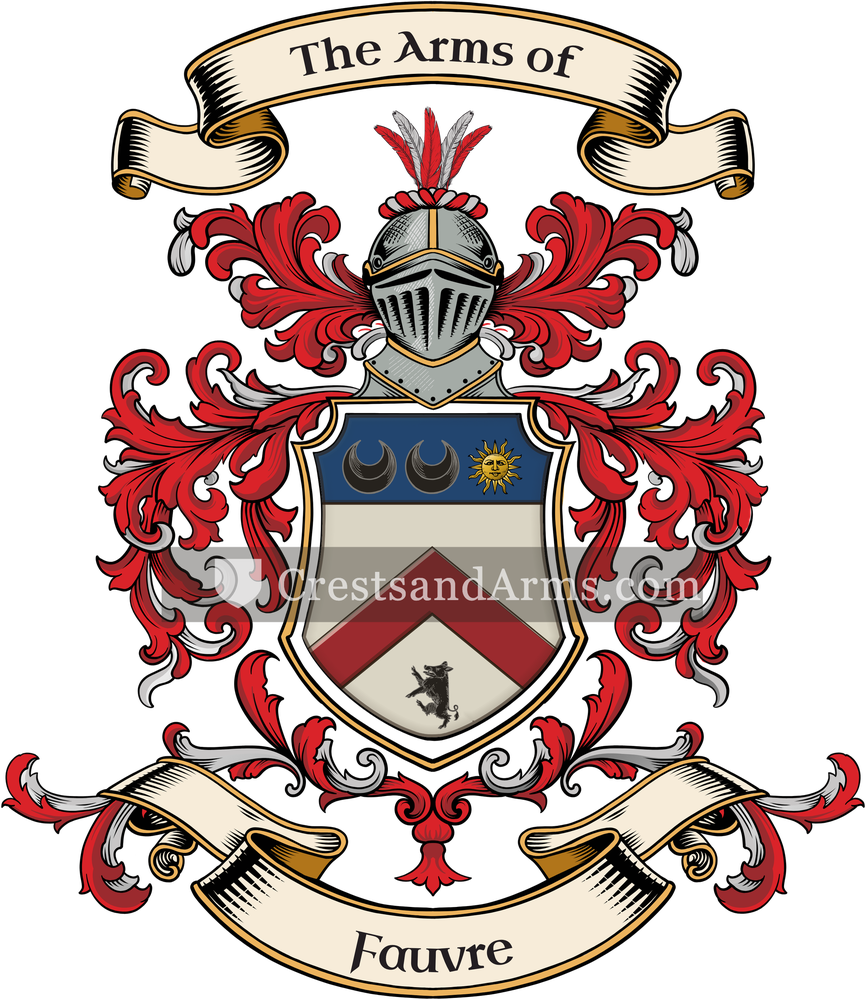 The Fauvre coat of arms, drawn from the recorded blazon