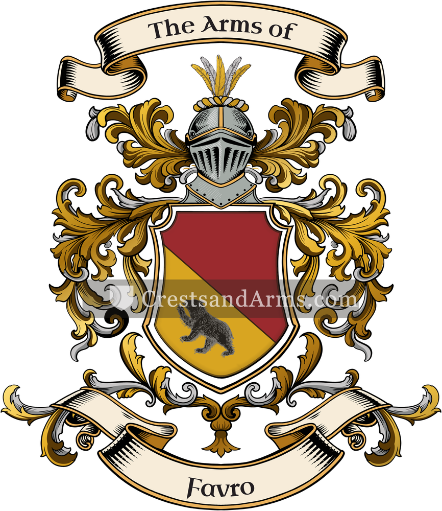 The Favro coat of arms, drawn from the recorded blazon