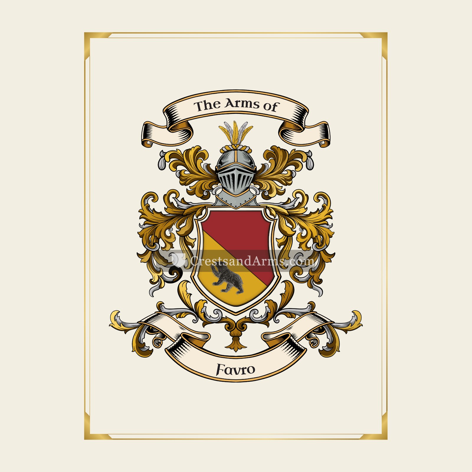 With gold border