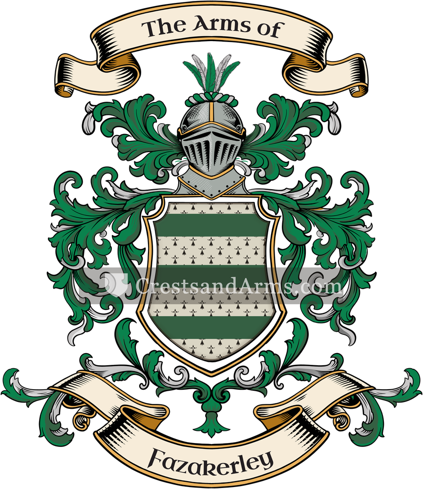 The Fazakerley coat of arms, drawn from the recorded blazon