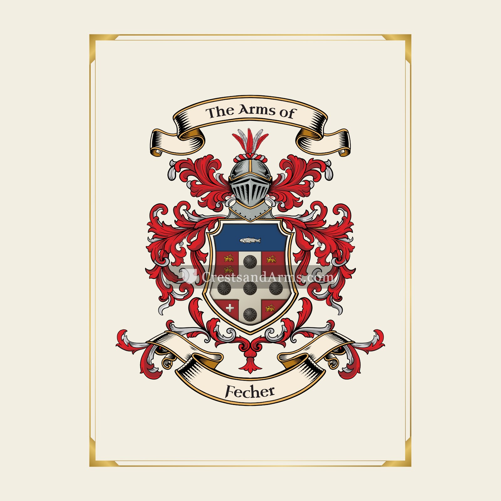 With gold border