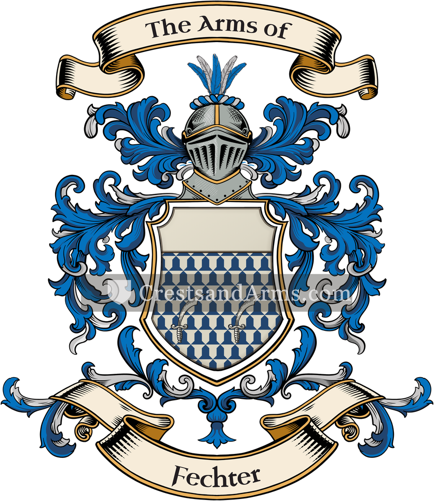 The Fechter coat of arms, drawn from the recorded blazon