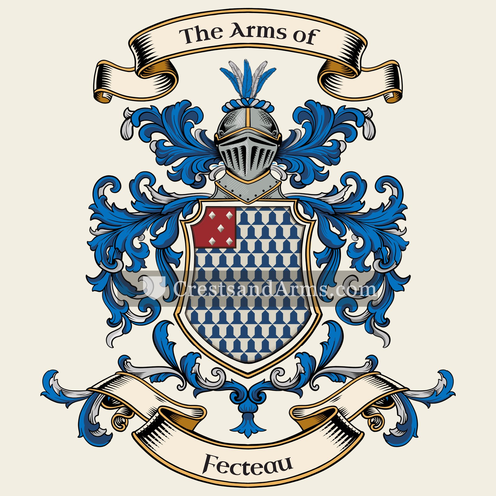 The Fecteau coat of arms, drawn from the recorded blazon