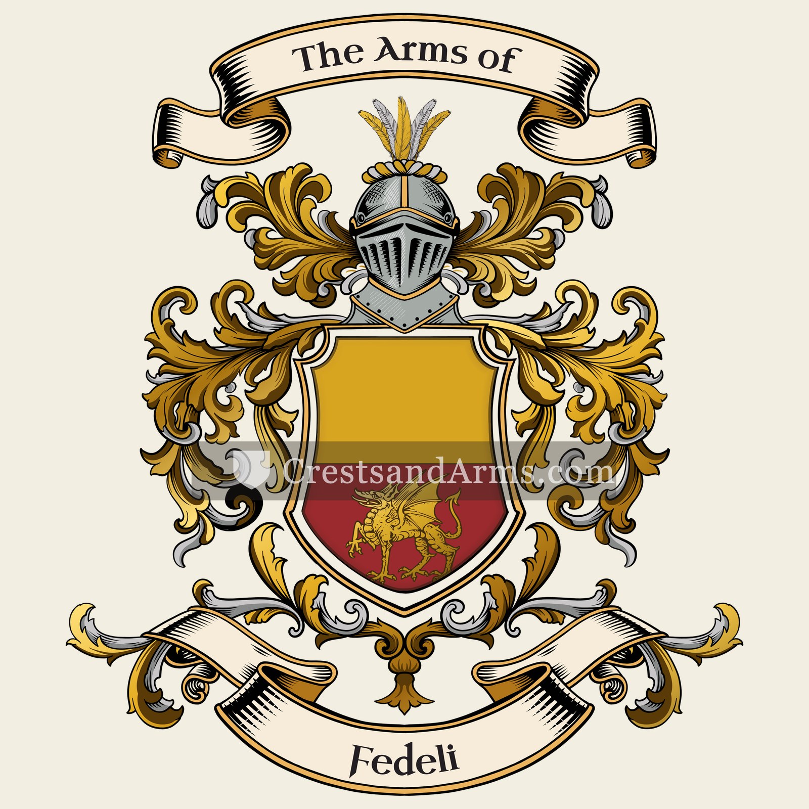The Fedeli coat of arms, drawn from the recorded blazon