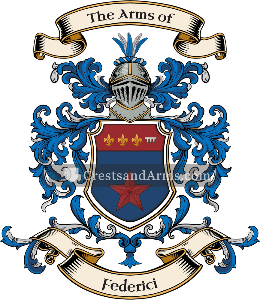 The Federici coat of arms, drawn from the recorded blazon