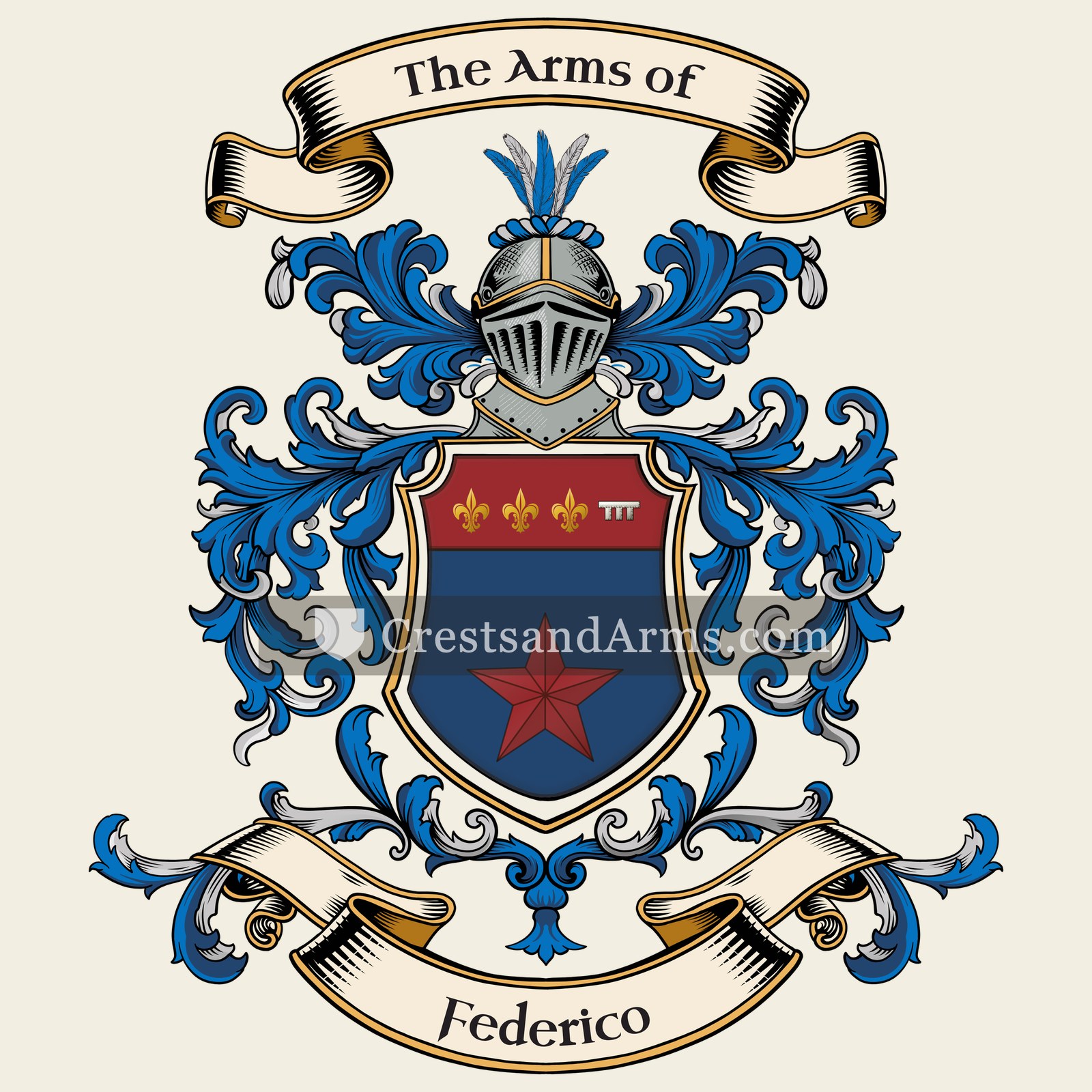 The Federico coat of arms, drawn from the recorded blazon