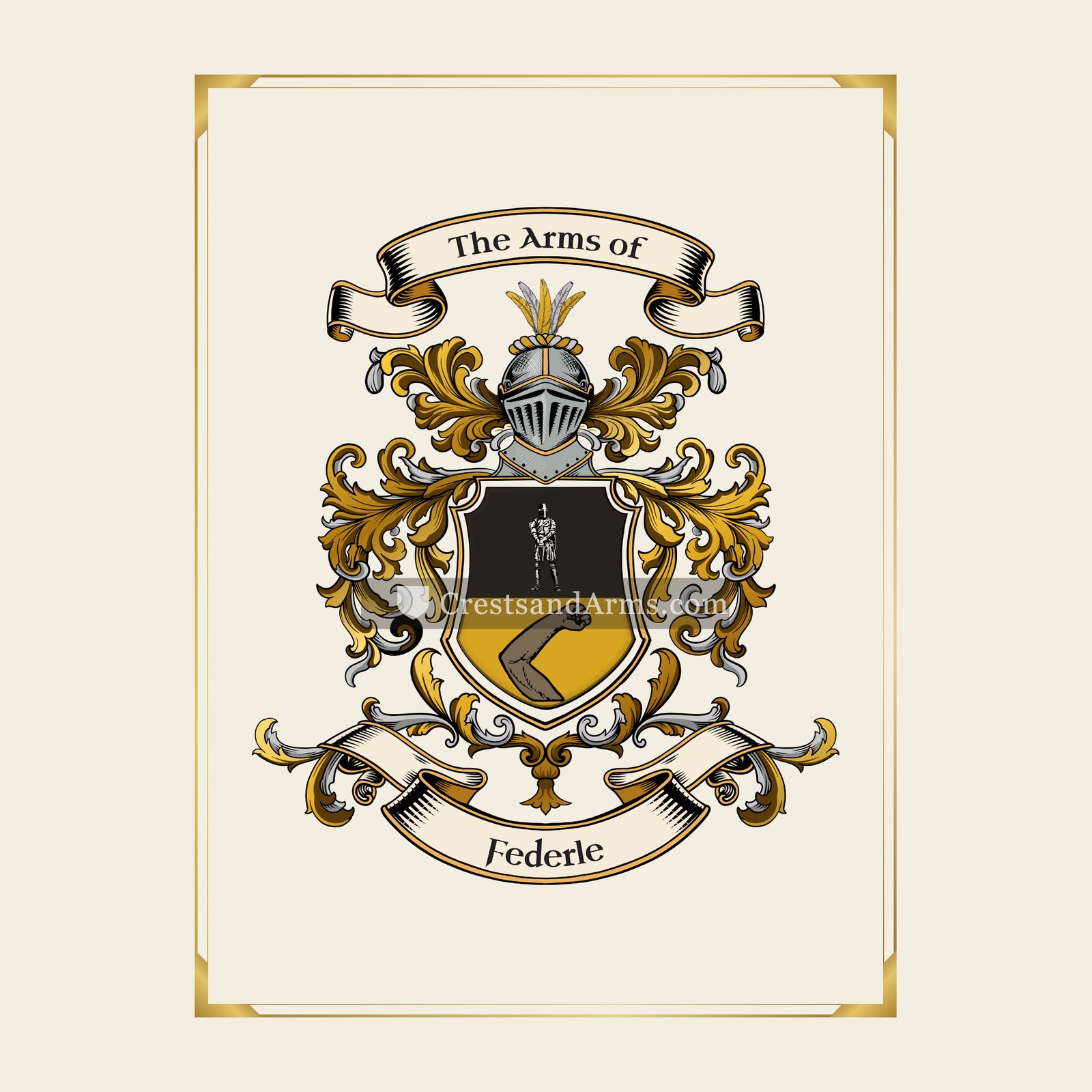 With gold border