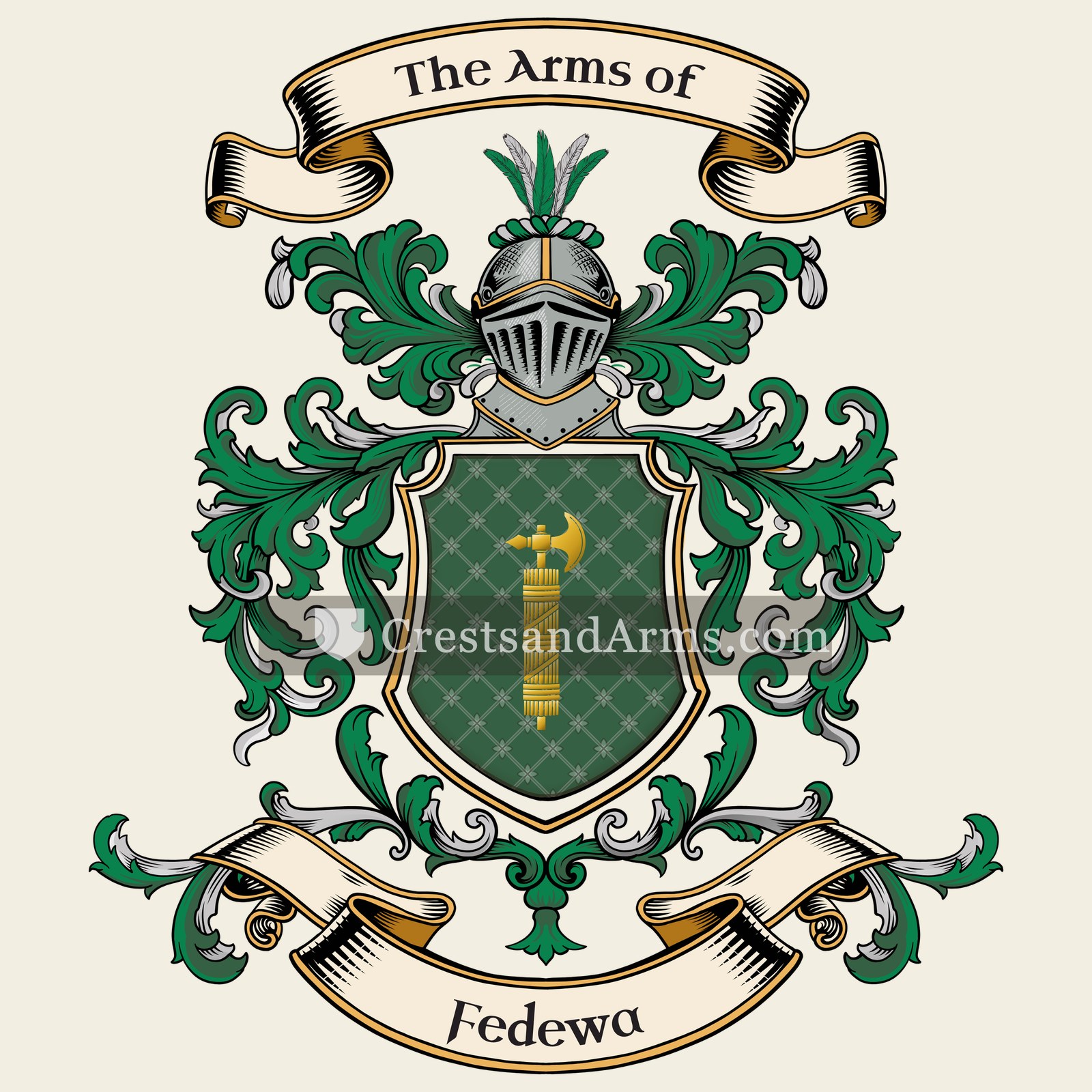 The Fedewa coat of arms, drawn from the recorded blazon