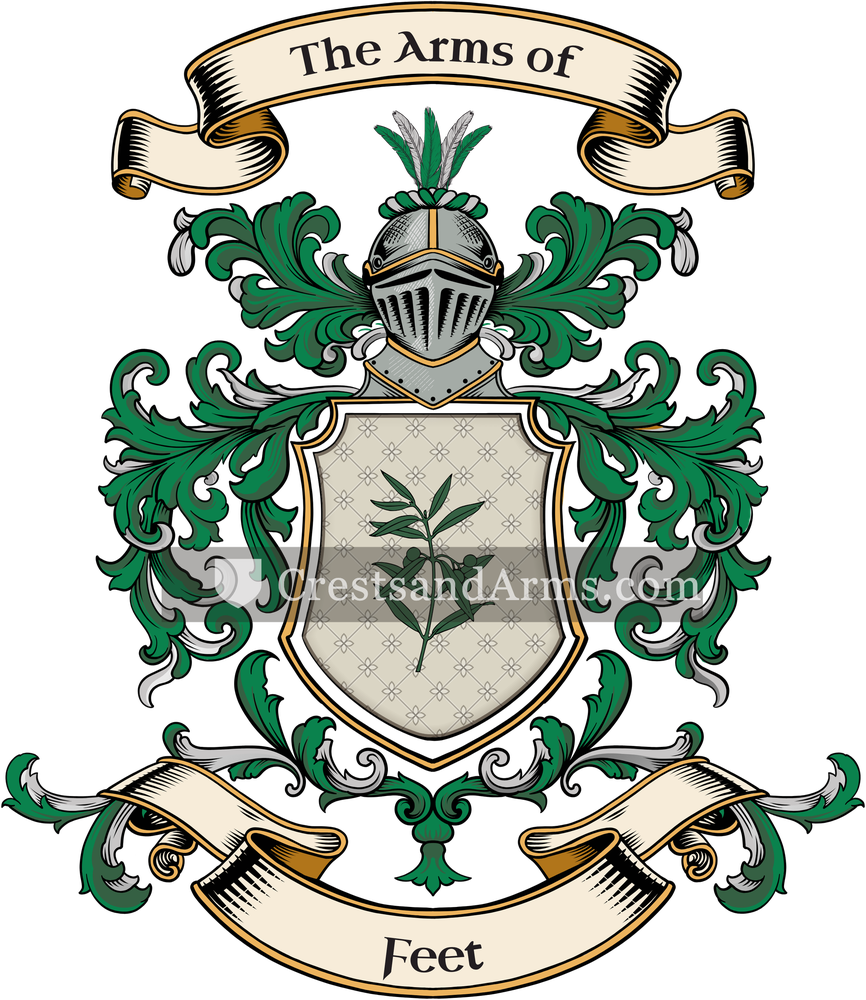 The Feet coat of arms, drawn from the recorded blazon
