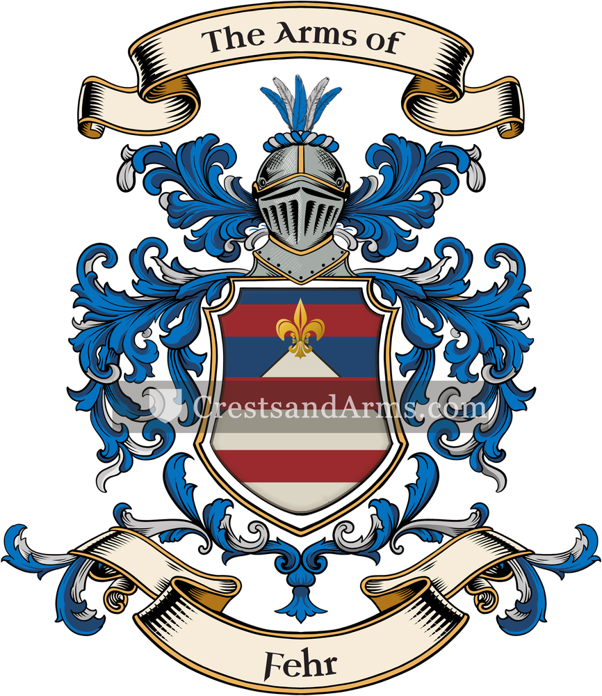 The Fehr coat of arms, drawn from the recorded blazon