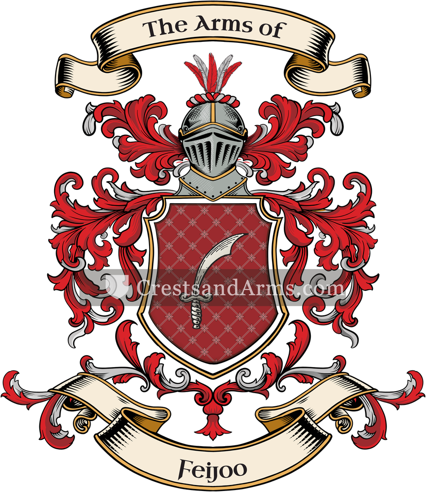 The Feijoo coat of arms, drawn from the recorded blazon