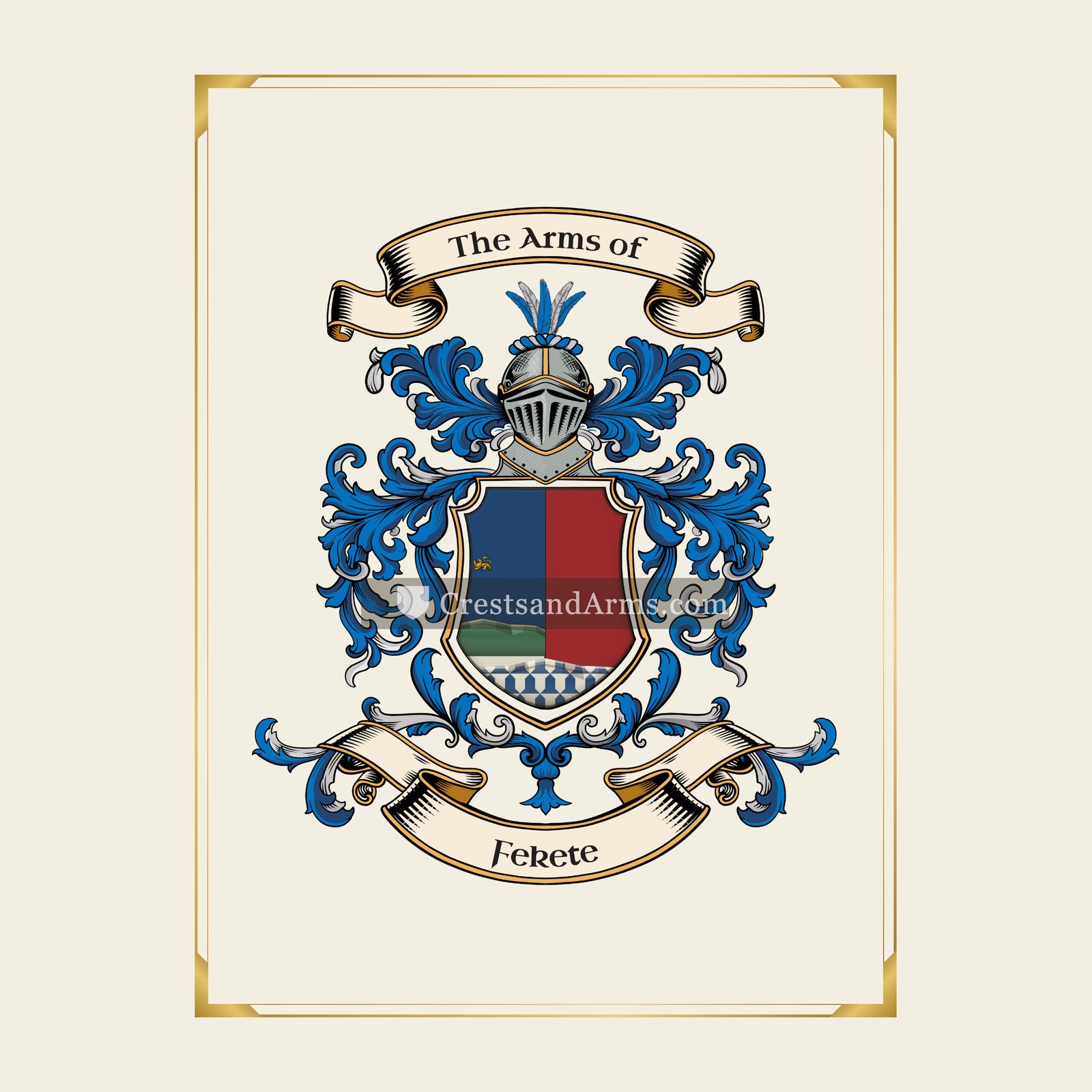 With gold border