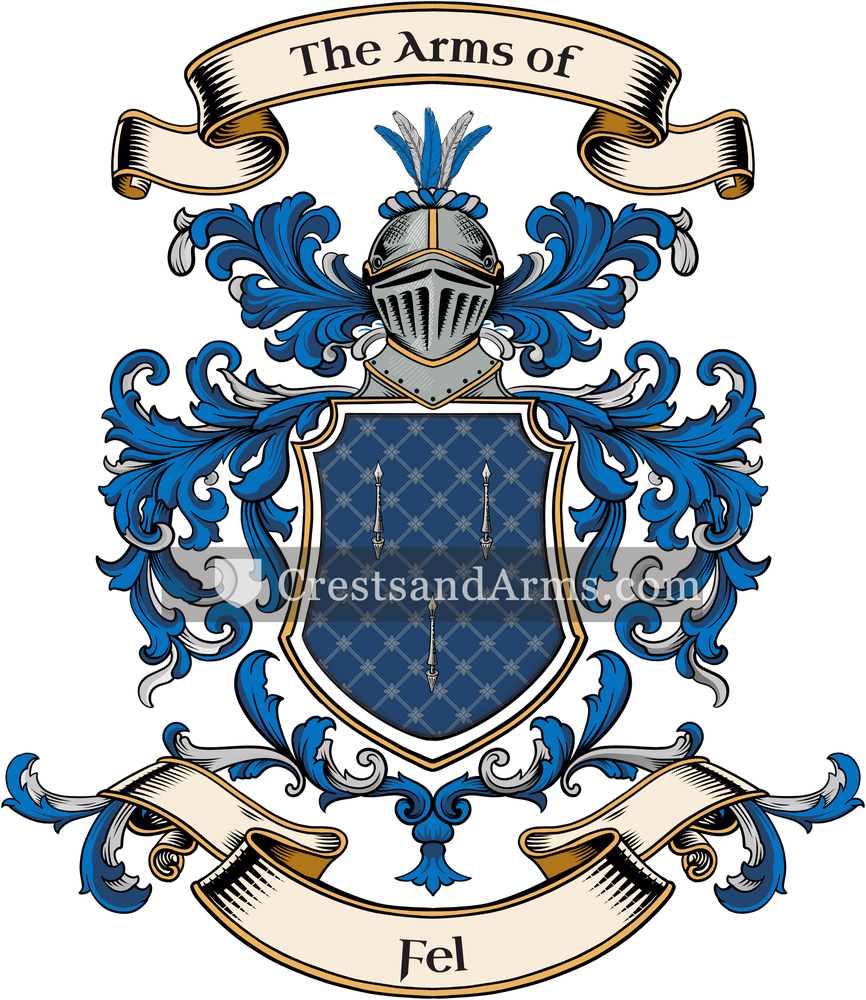 The Fel coat of arms, drawn from the recorded blazon