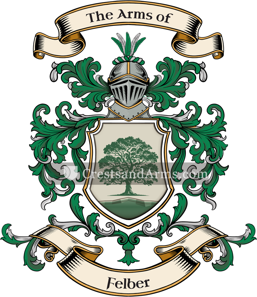 The Felber coat of arms, drawn from the recorded blazon