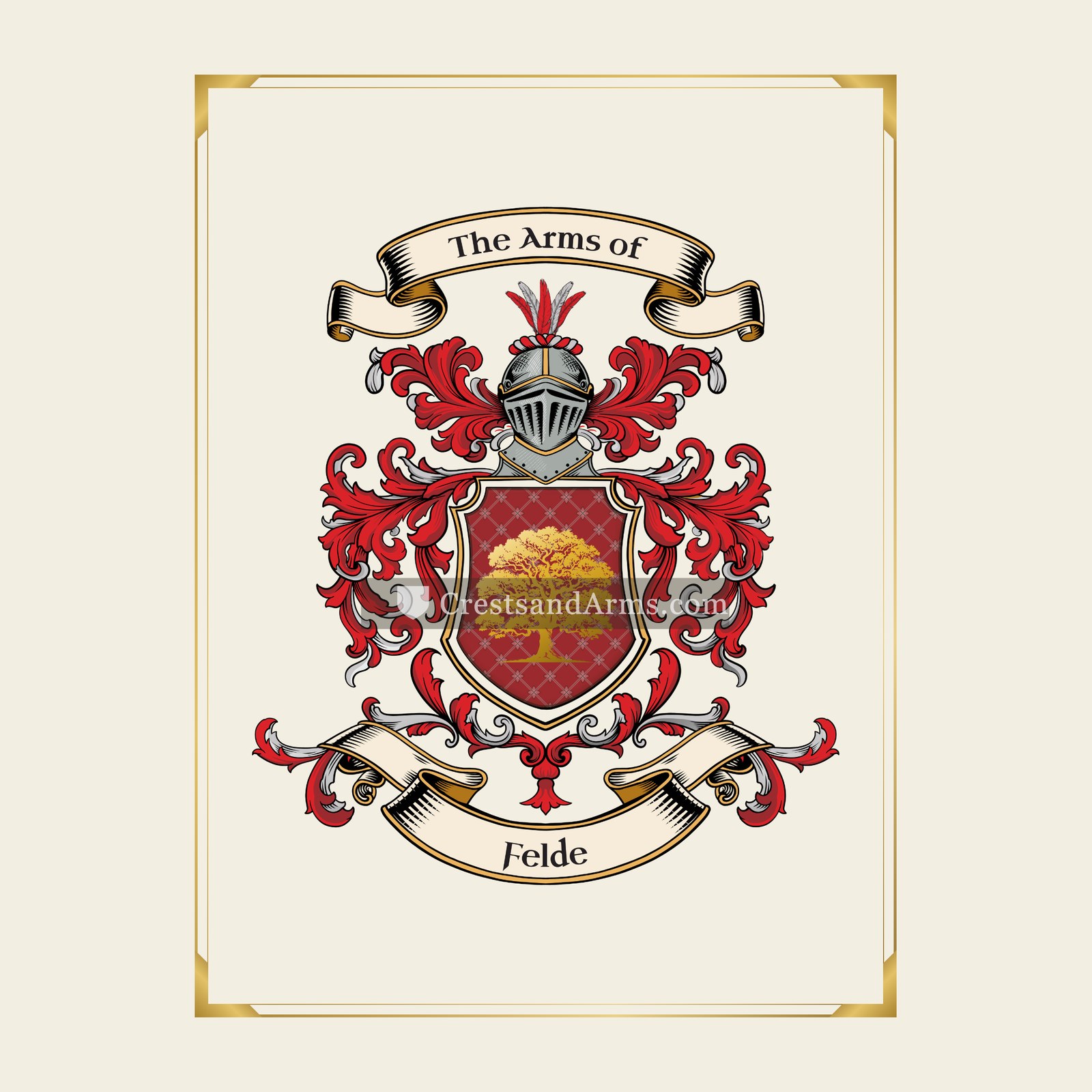 With gold border