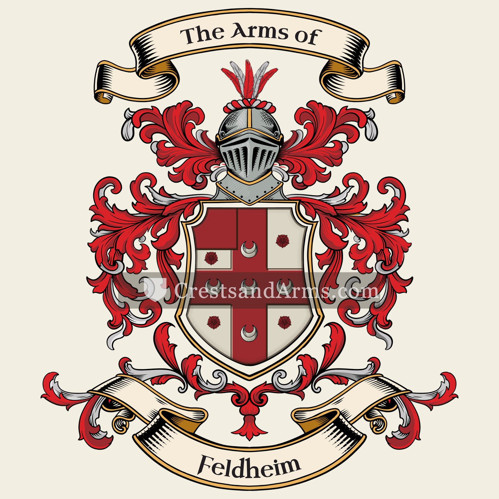The Feldheim coat of arms, drawn from the recorded blazon