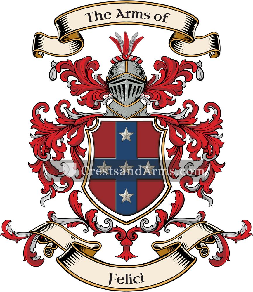The Felici coat of arms, drawn from the recorded blazon