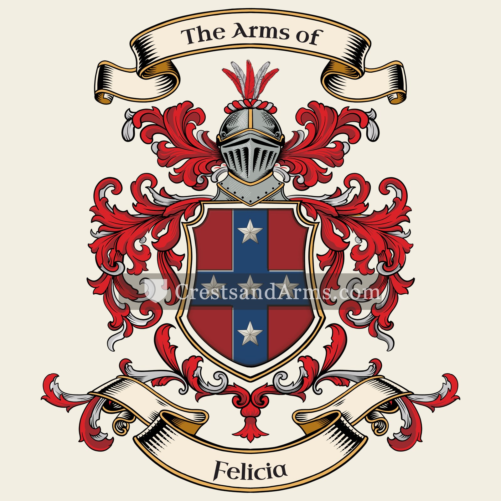 The Felicia coat of arms, drawn from the recorded blazon