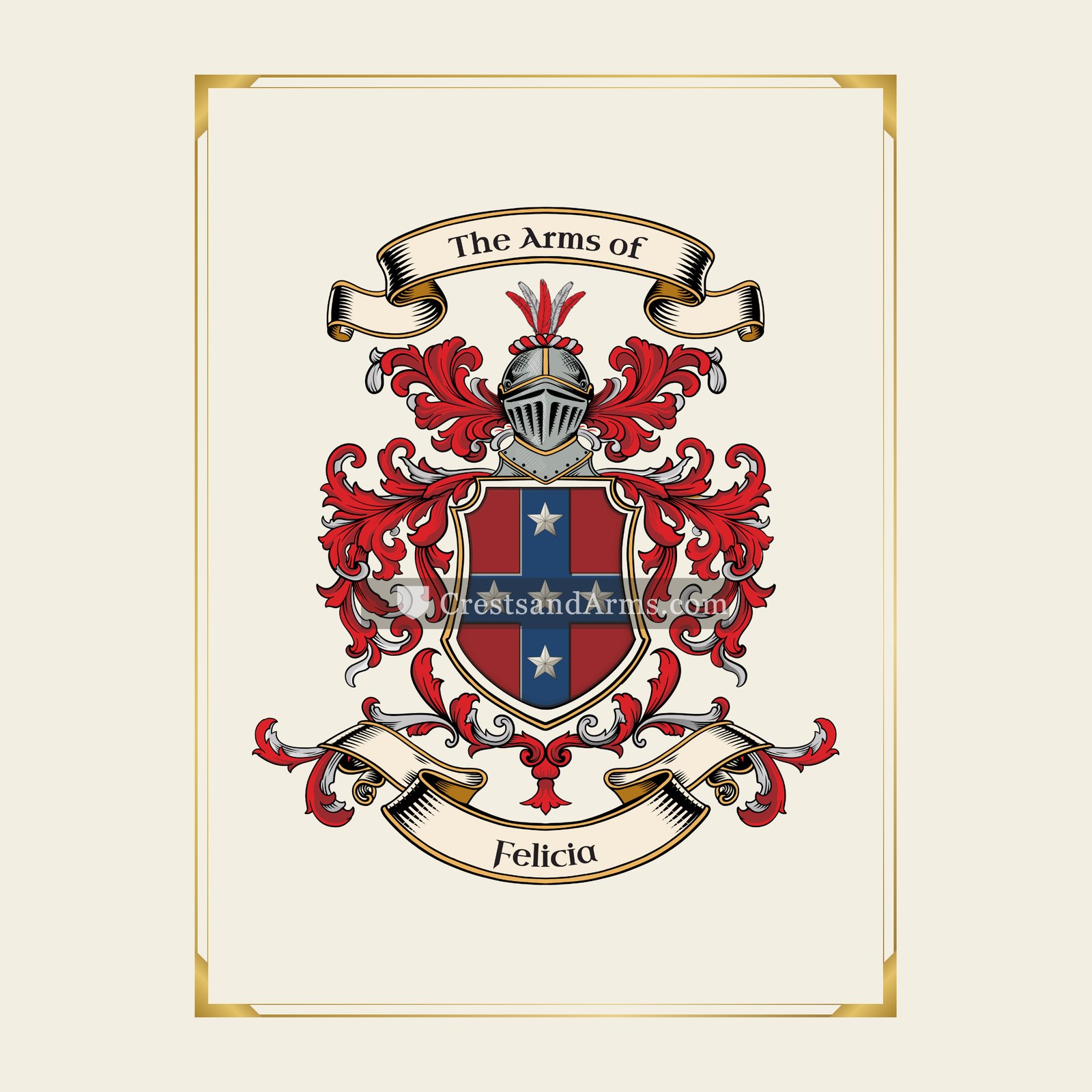 With gold border