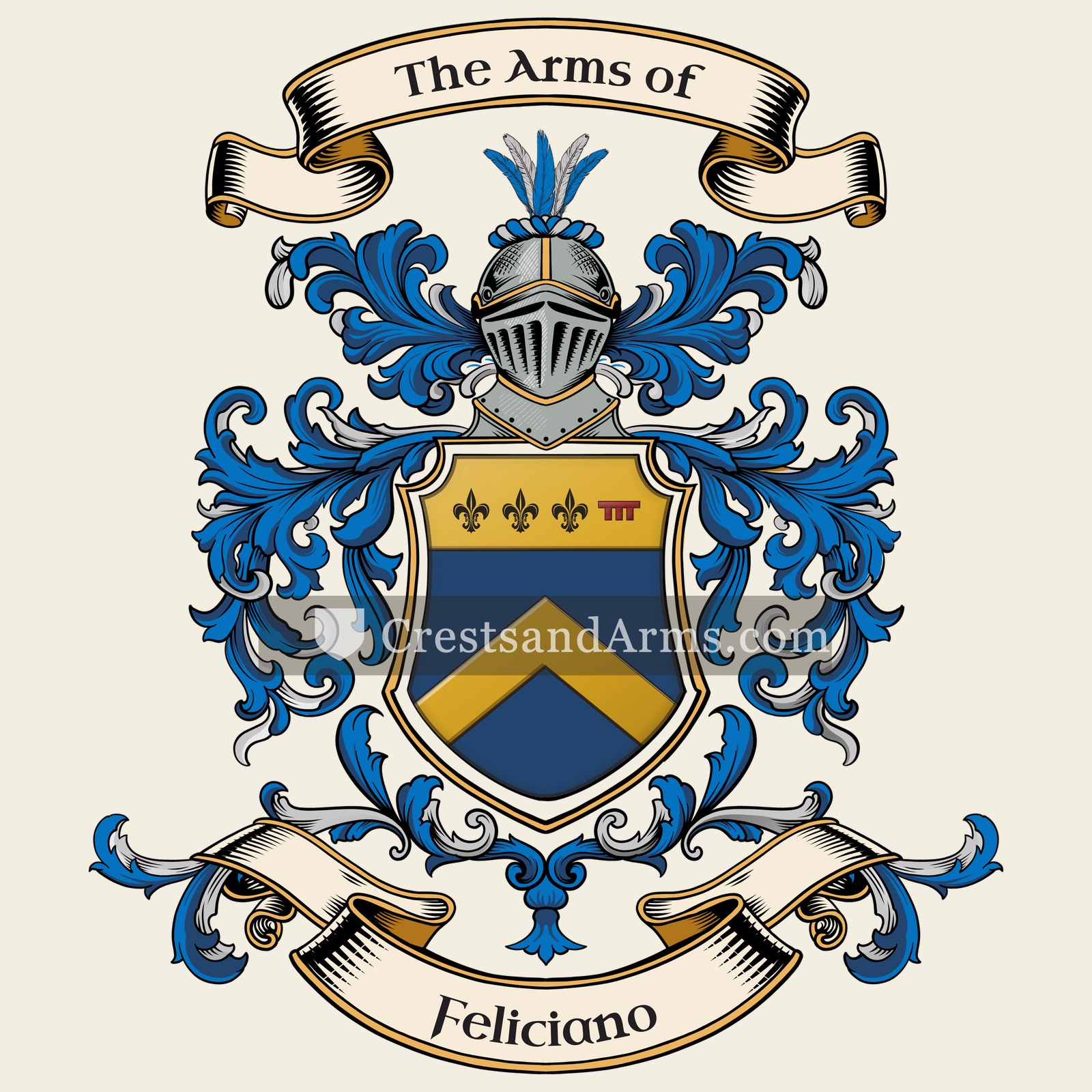 The Feliciano coat of arms, drawn from the recorded blazon
