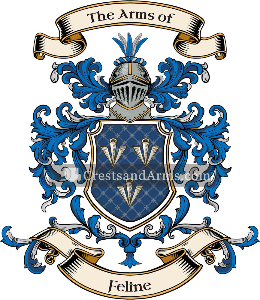 The Feline coat of arms, drawn from the recorded blazon