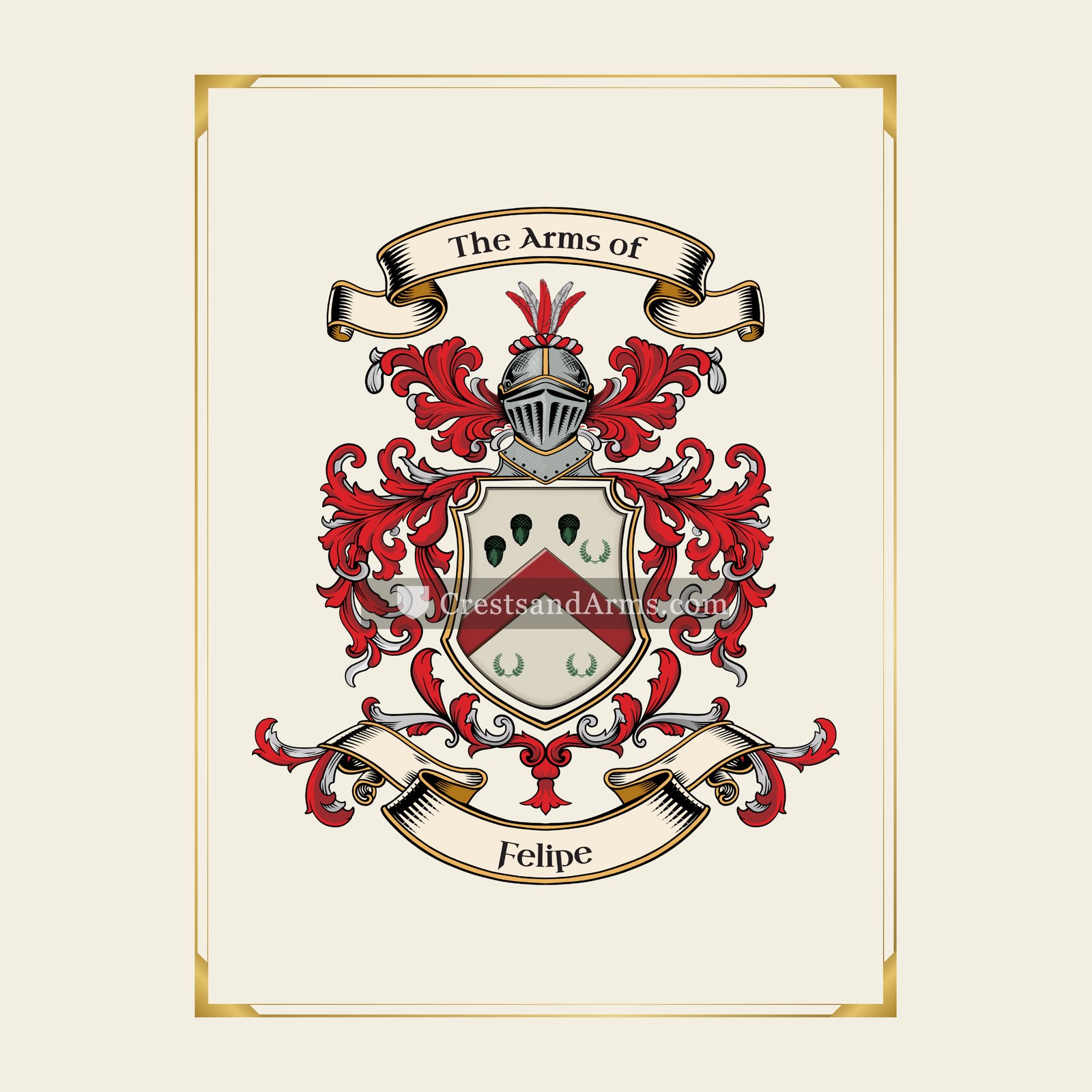 With gold border