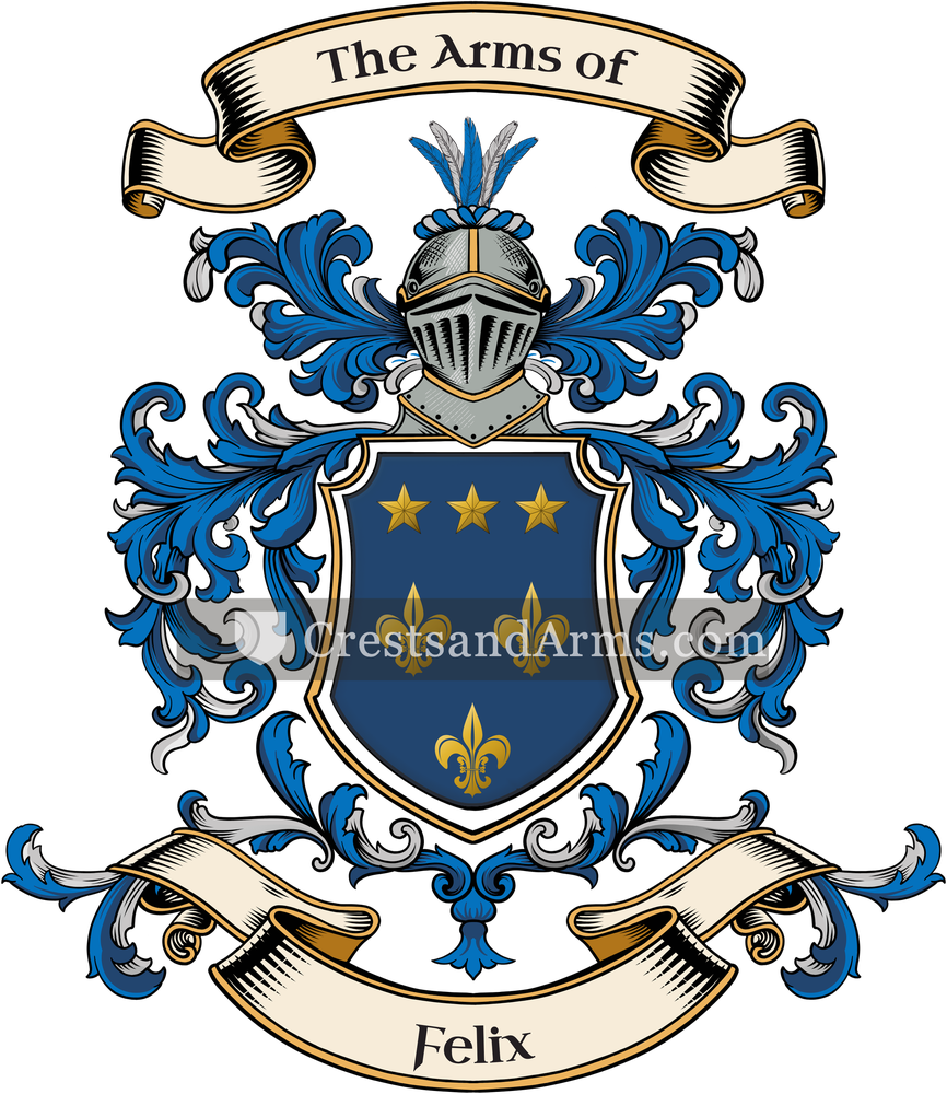 The Felix coat of arms, drawn from the recorded blazon