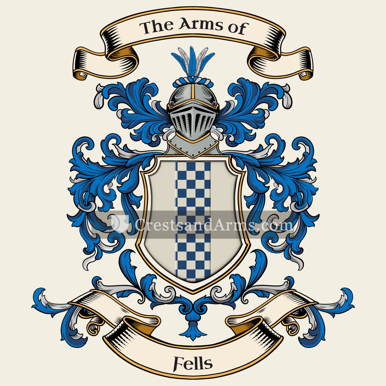 The Fells coat of arms, drawn from the recorded blazon