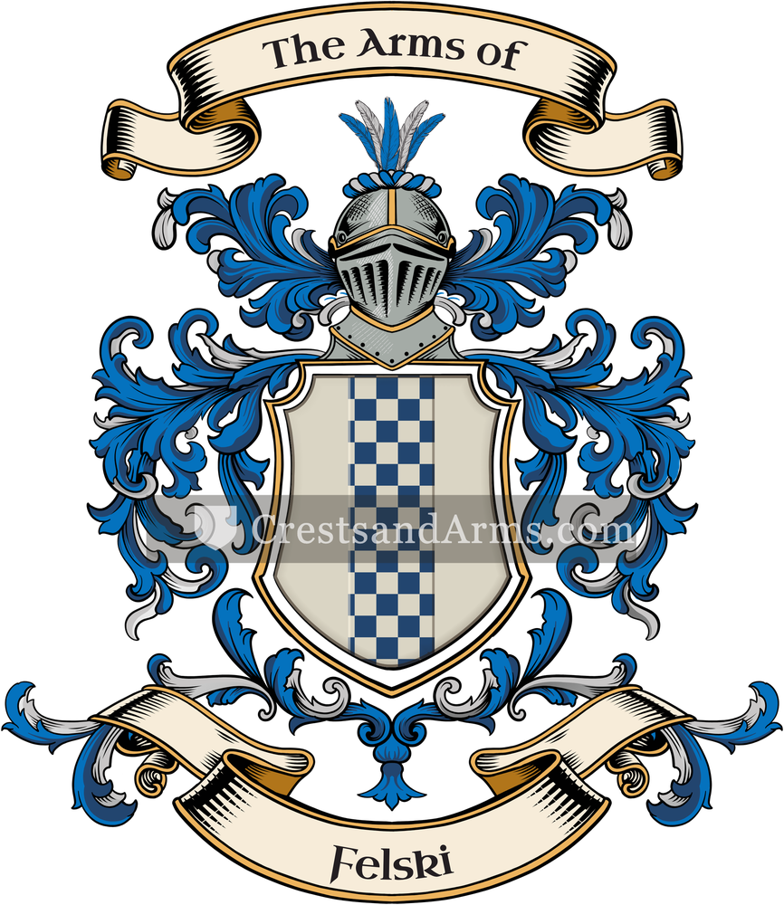 The Felski coat of arms, drawn from the recorded blazon
