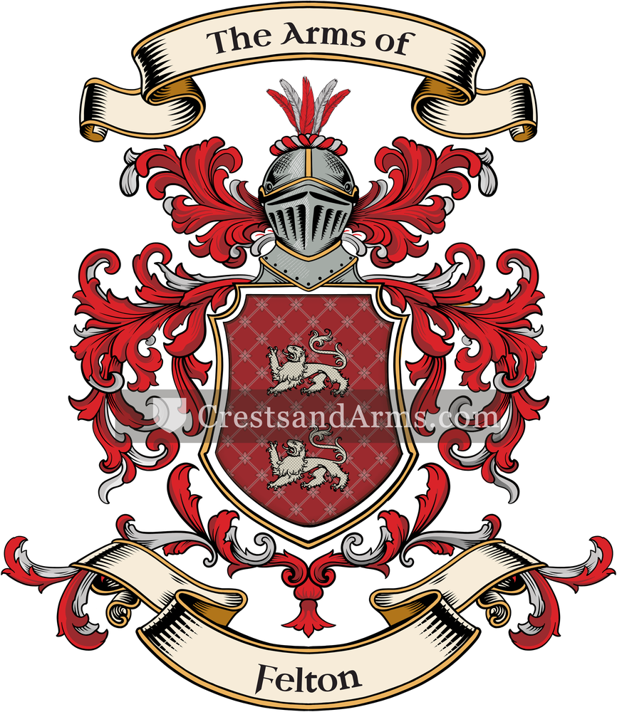 The Felton coat of arms, drawn from the recorded blazon