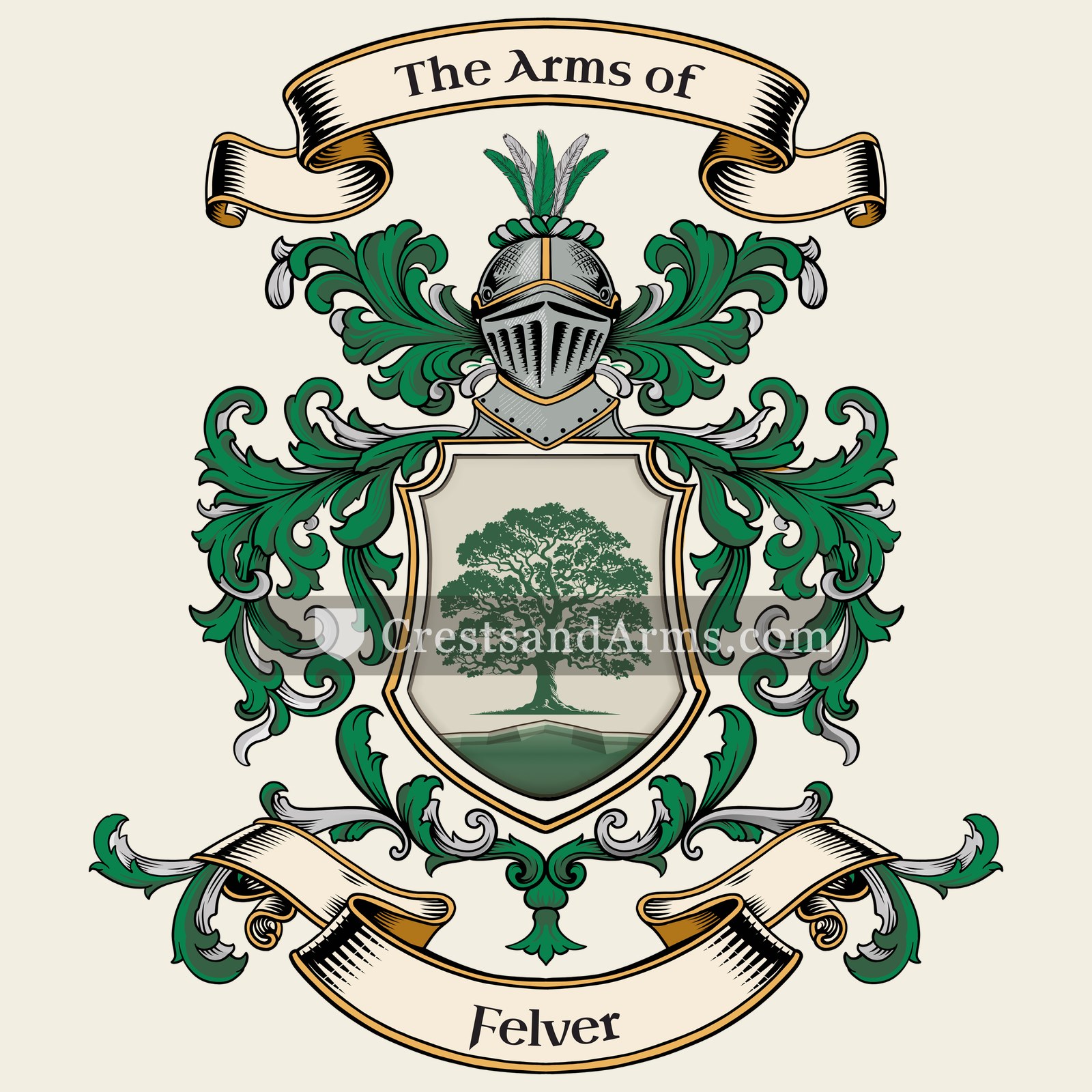 The Felver coat of arms, drawn from the recorded blazon
