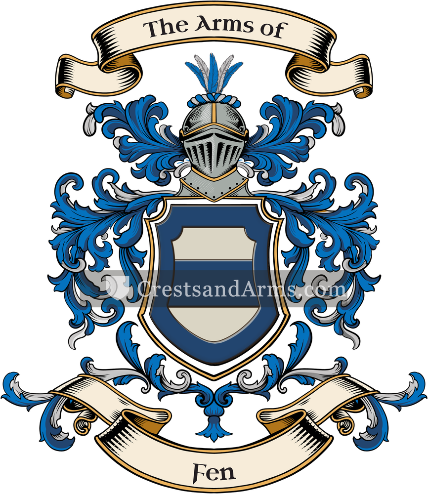 The Fen coat of arms, drawn from the recorded blazon