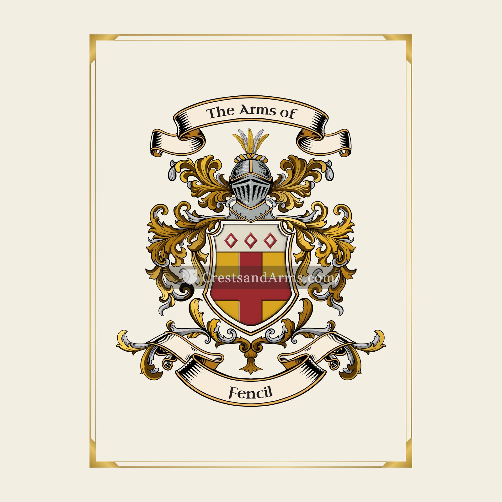 With gold border