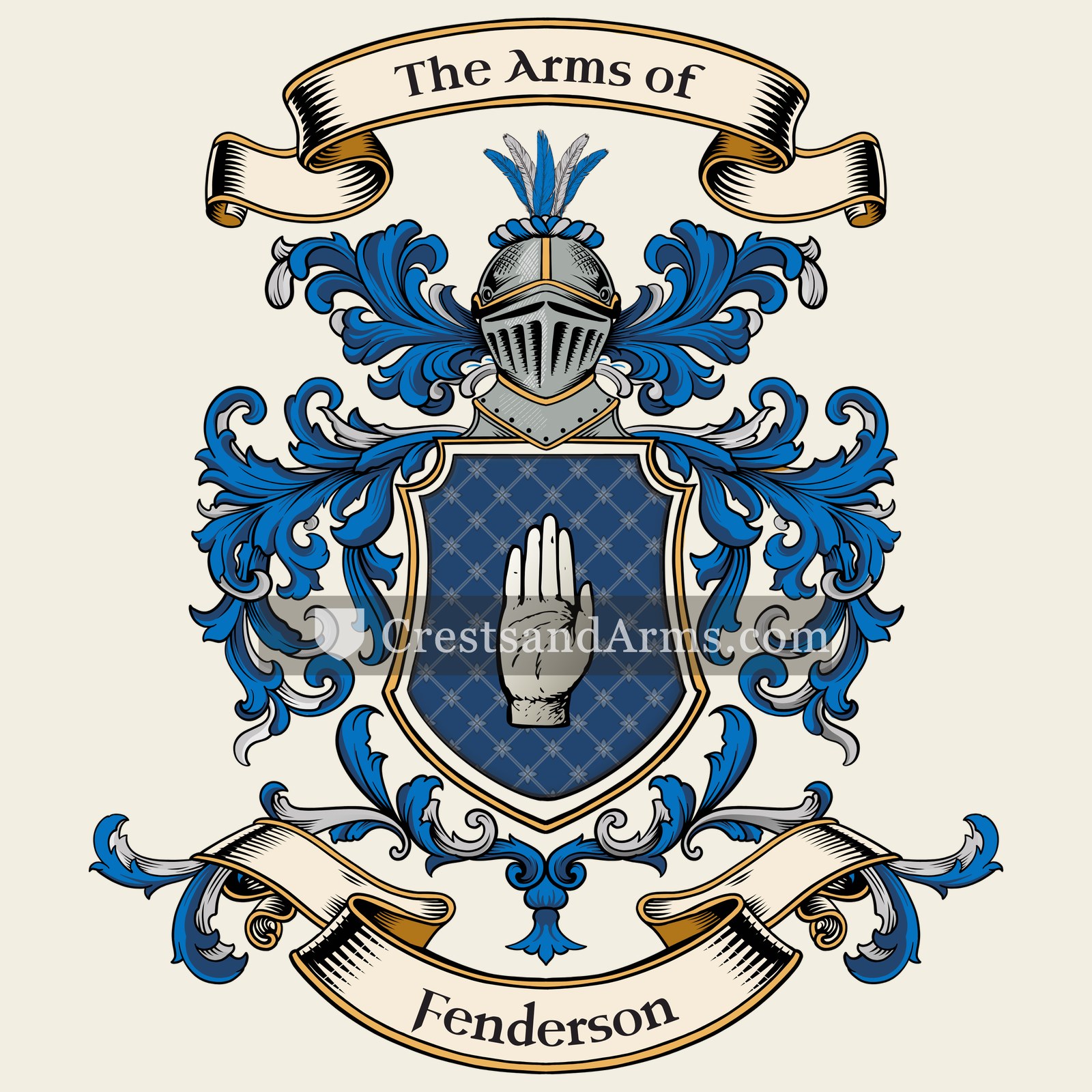 The Fenderson coat of arms, drawn from the recorded blazon
