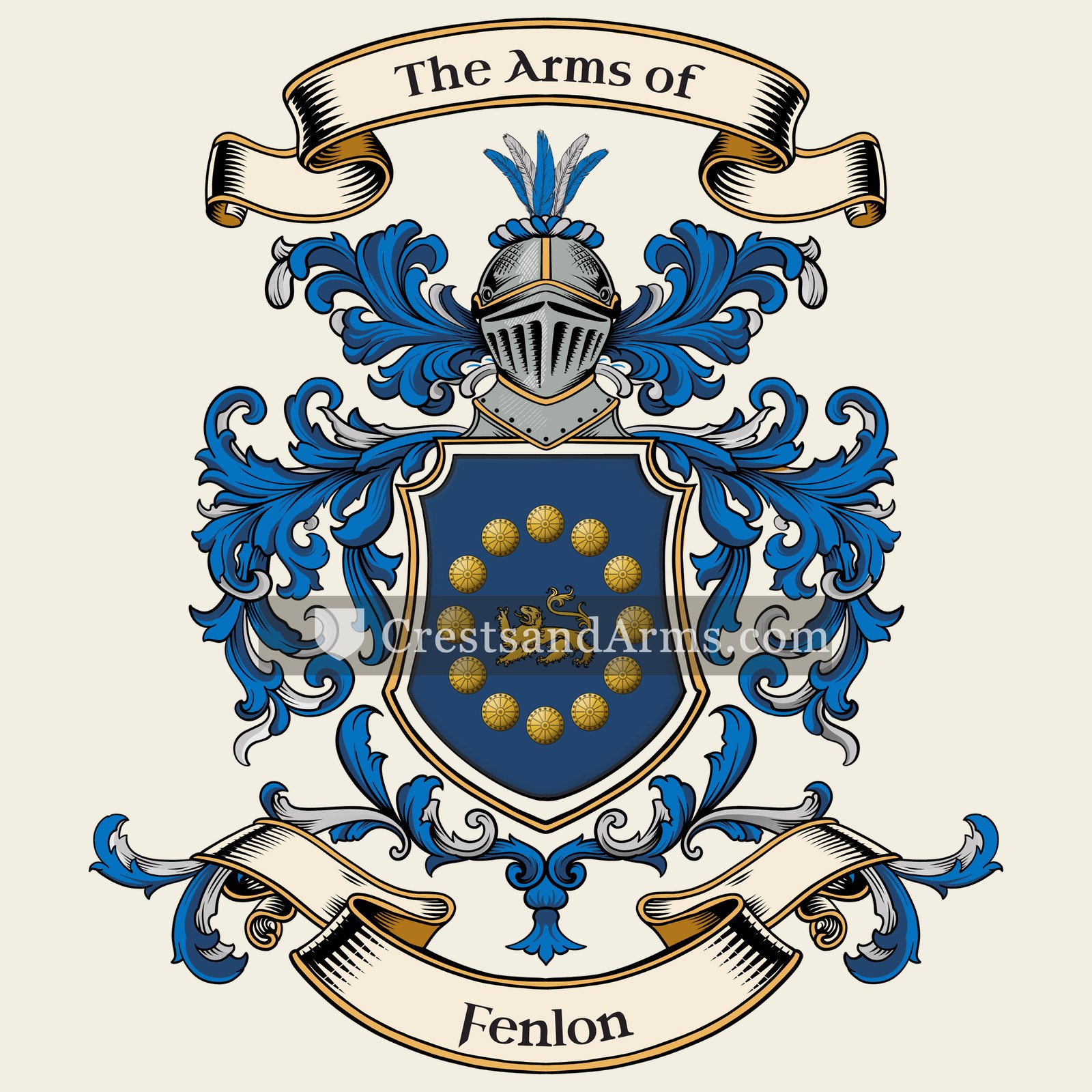 The Fenlon coat of arms, drawn from the recorded blazon