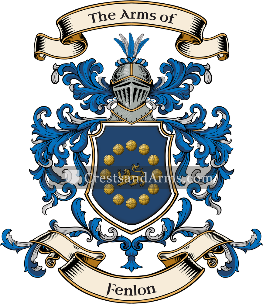 The Fenlon coat of arms, drawn from the recorded blazon