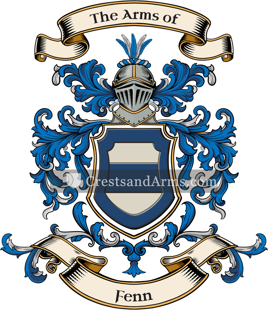 The Fenn coat of arms, drawn from the recorded blazon
