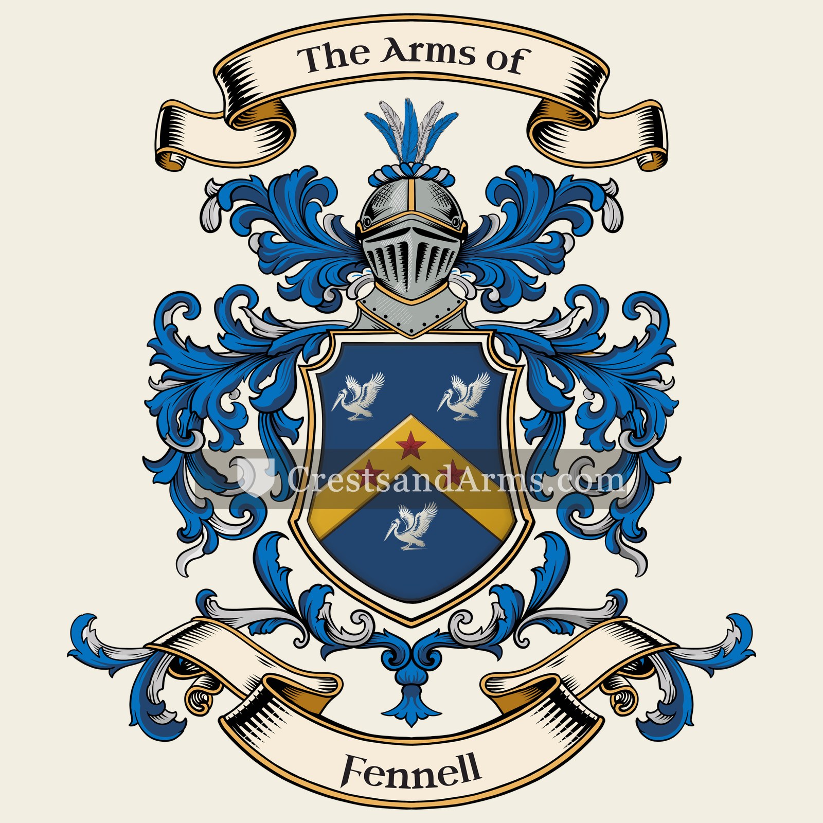 The Fennell coat of arms, drawn from the recorded blazon