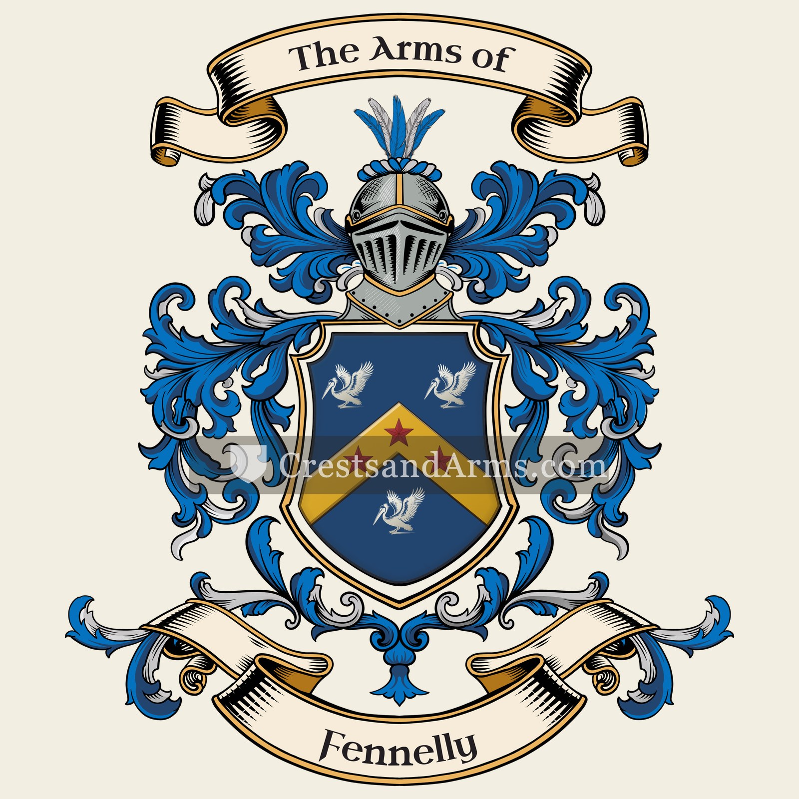 The Fennelly coat of arms, drawn from the recorded blazon