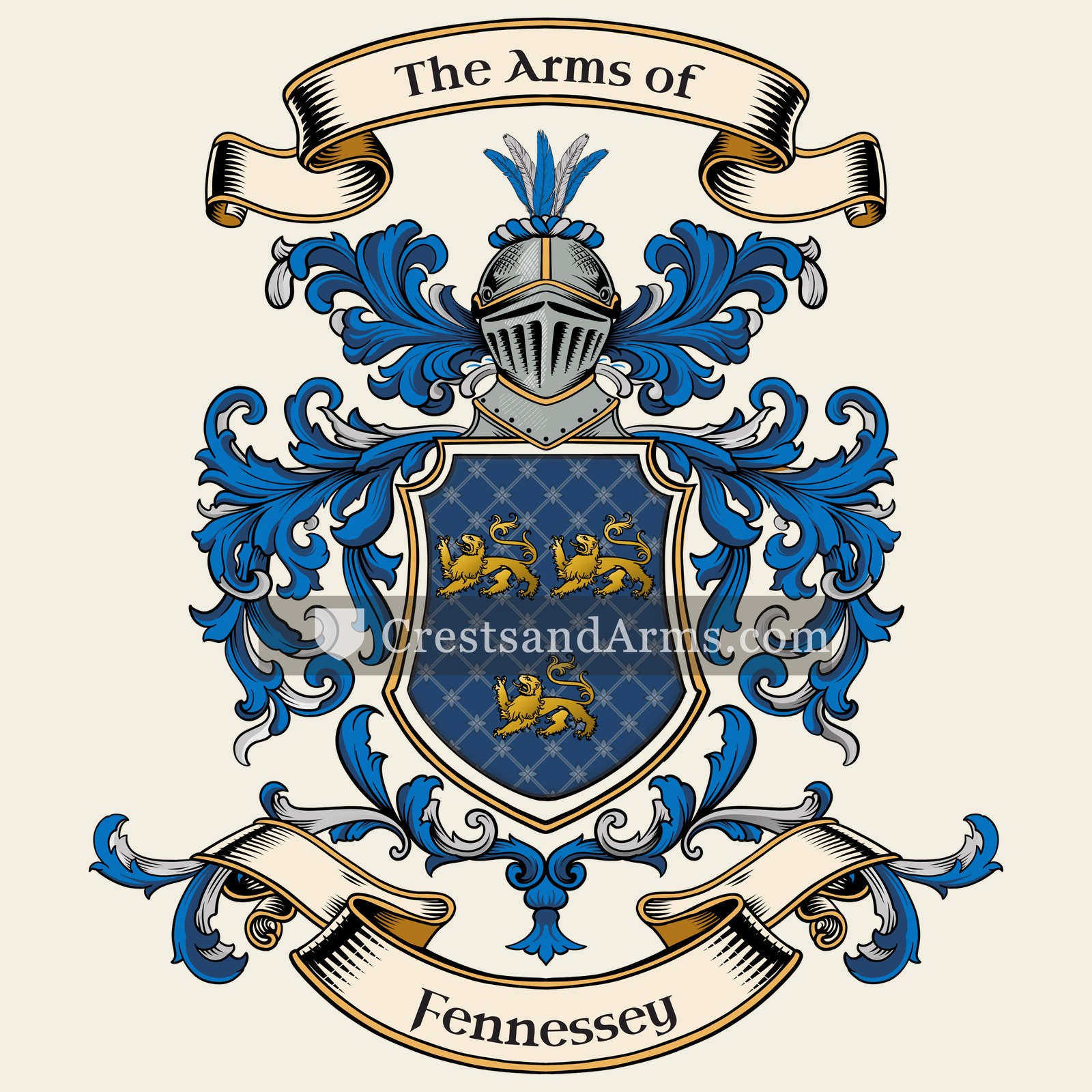 The Fennessey coat of arms, drawn from the recorded blazon